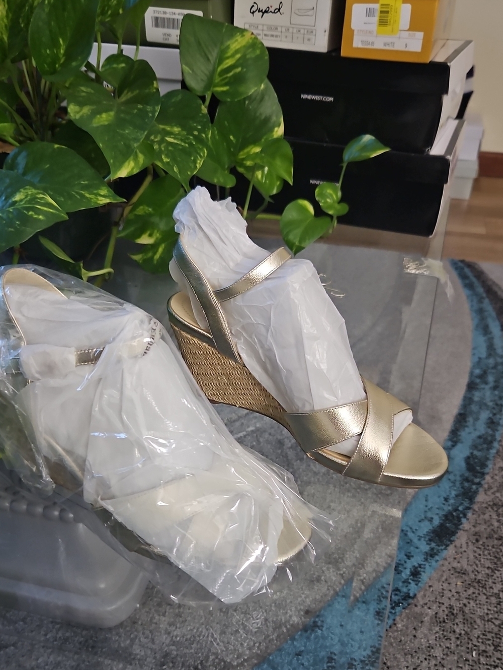 Isaac Mizrahi Metallic Gold Wedge Sandals